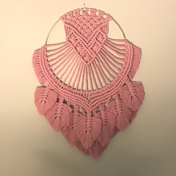 Dusty Rose Dream Catcher Macrame Wall Hanging - Picture 1 of 2